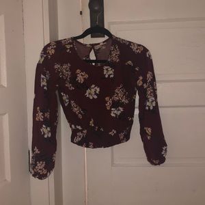 Floral Maroon Cropped Blouse